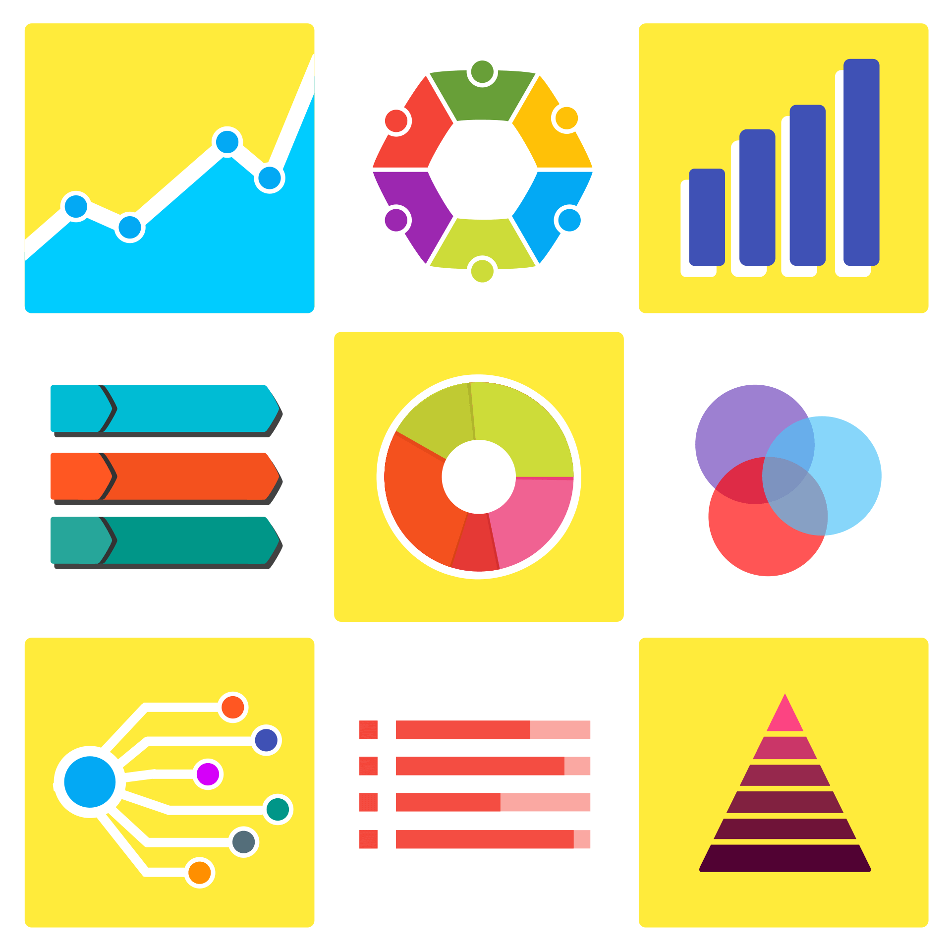 grid of graphs and charts